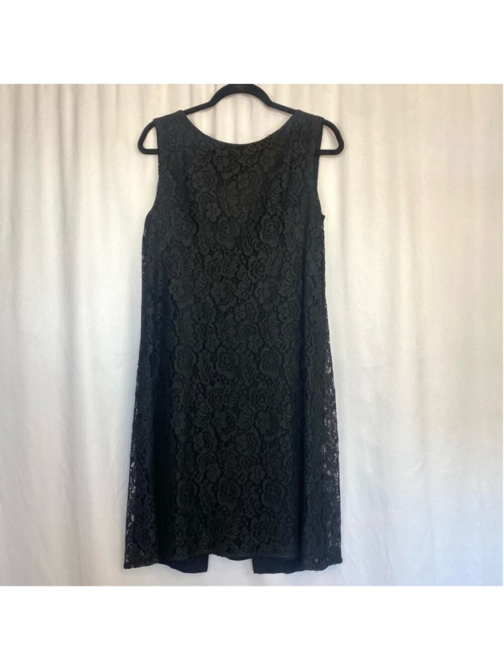 Vintage 60s 50s Black Dress Lace Overlay Sleeveless Bow Union Made Cocktail SZ S - Picture 13 of 13
